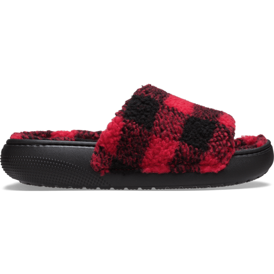 Black Classic Buffalo Check Slide - Side - Crocs