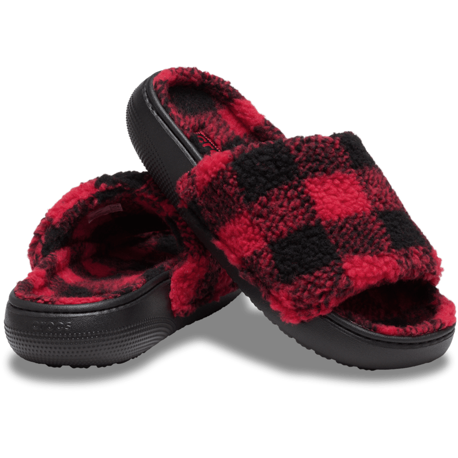 Black Classic Buffalo Check Slide - Pair - Crocs