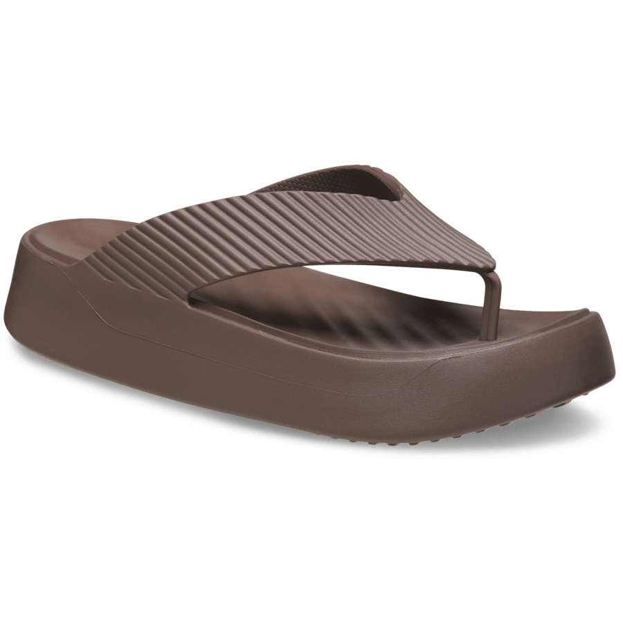 Truffle Getaway Groove Platform Flip - Angle - Crocs