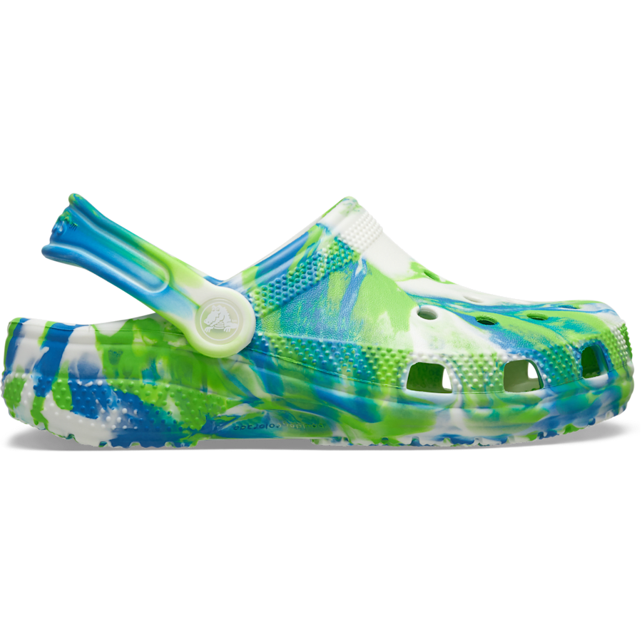Prep Blue / Multi Kids' Classic Glow-in-the-Dark Marbled Clog - Side - Crocs