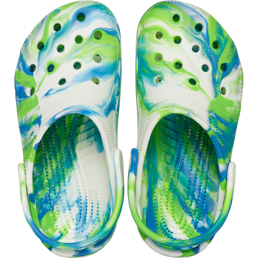 Prep Blue / Multi Kids' Classic Glow-in-the-Dark Marbled Clog - Top - Crocs