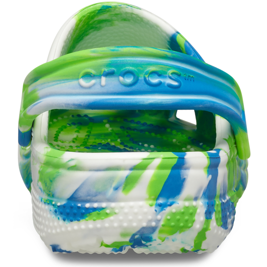 Prep Blue / Multi Kids' Classic Glow-in-the-Dark Marbled Clog - Back - Crocs