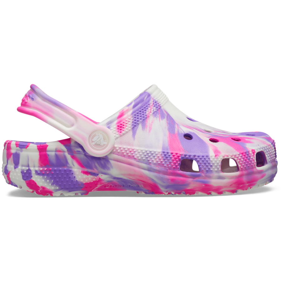 Pink Crush / Multi Kids' Classic Glow-in-the-Dark Marbled Clog - Side - Crocs