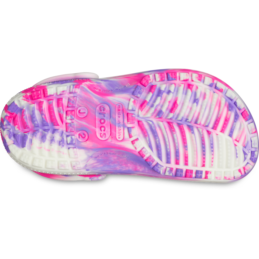 Pink Crush / Multi Kids' Classic Glow-in-the-Dark Marbled Clog - Bottom - Crocs