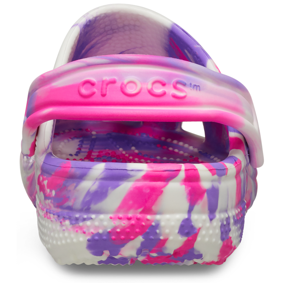 Pink Crush / Multi Kids' Classic Glow-in-the-Dark Marbled Clog - Back - Crocs