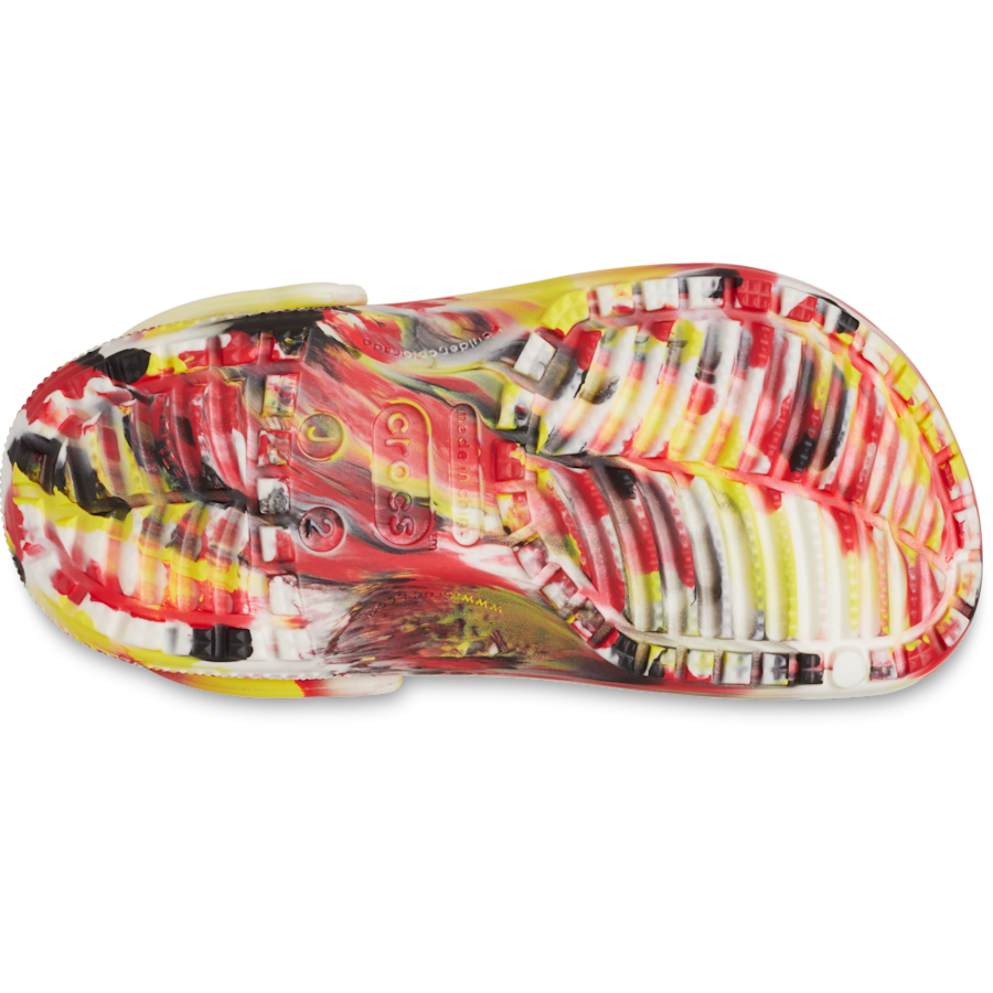 Varsity Red / Multi Kids' Classic Glow-in-the-Dark Marbled Clog - Bottom - Crocs