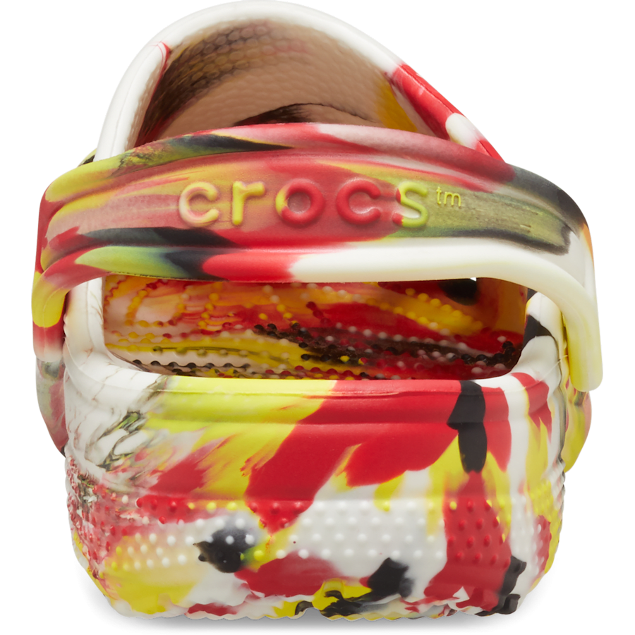 Varsity Red / Multi Kids' Classic Glow-in-the-Dark Marbled Clog - Back - Crocs