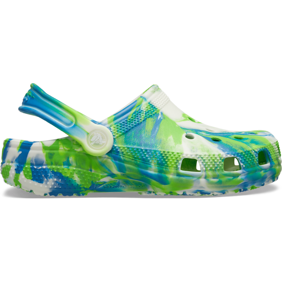 Prep Blue / Multi Toddler Classic Glow-in-the-Dark Marbled Clog - Side - Crocs