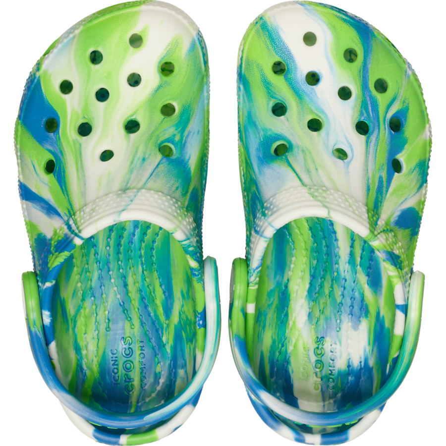 Prep Blue / Multi Toddler Classic Glow-in-the-Dark Marbled Clog - Top - Crocs