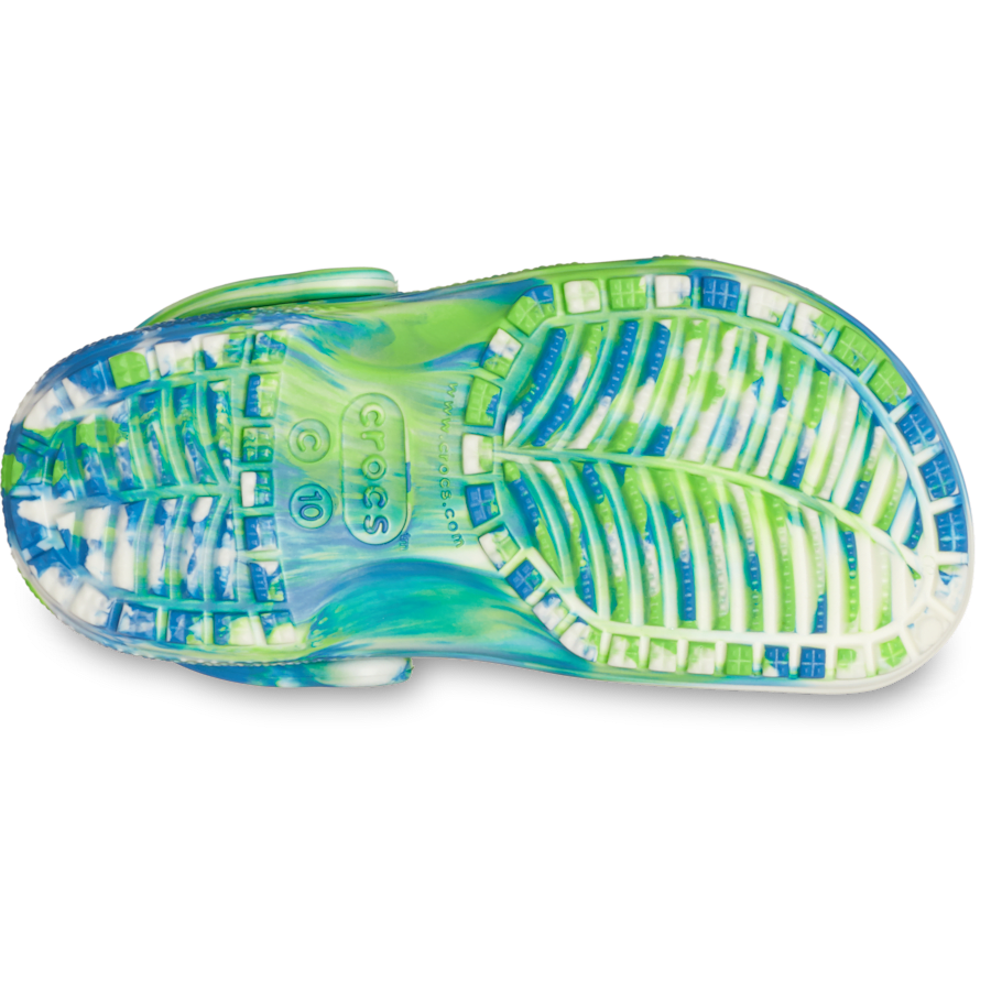 Prep Blue / Multi Toddler Classic Glow-in-the-Dark Marbled Clog - Bottom - Crocs