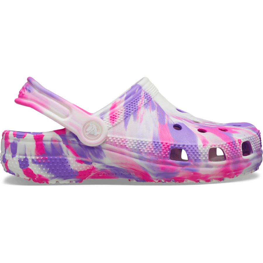 Pink Crush / Multi Toddler Classic Glow-in-the-Dark Marbled Clog - Side - Crocs