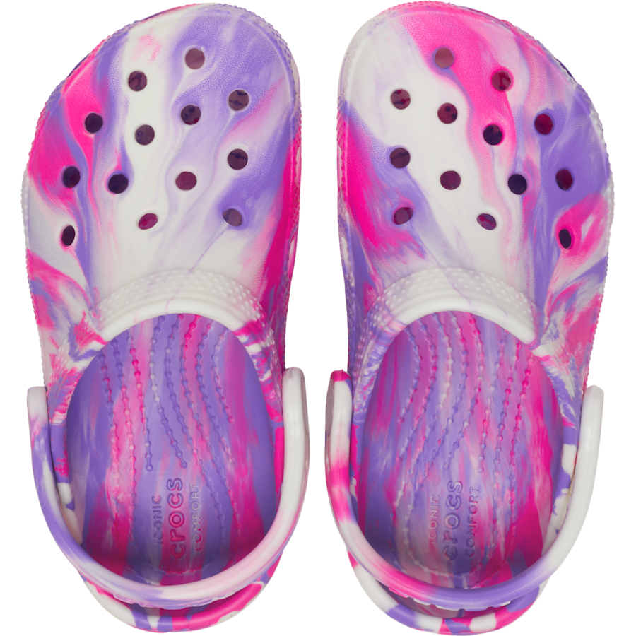 Pink Crush / Multi Toddler Classic Glow-in-the-Dark Marbled Clog - Top - Crocs