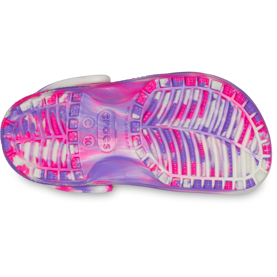 Pink Crush / Multi Toddler Classic Glow-in-the-Dark Marbled Clog - Bottom - Crocs
