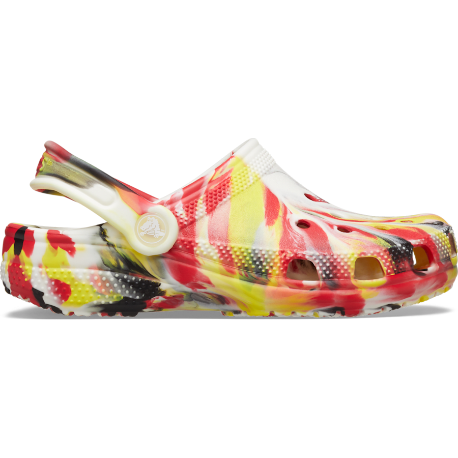 Varsity Red / Multi Toddler Classic Glow-in-the-Dark Marbled Clog - Side - Crocs