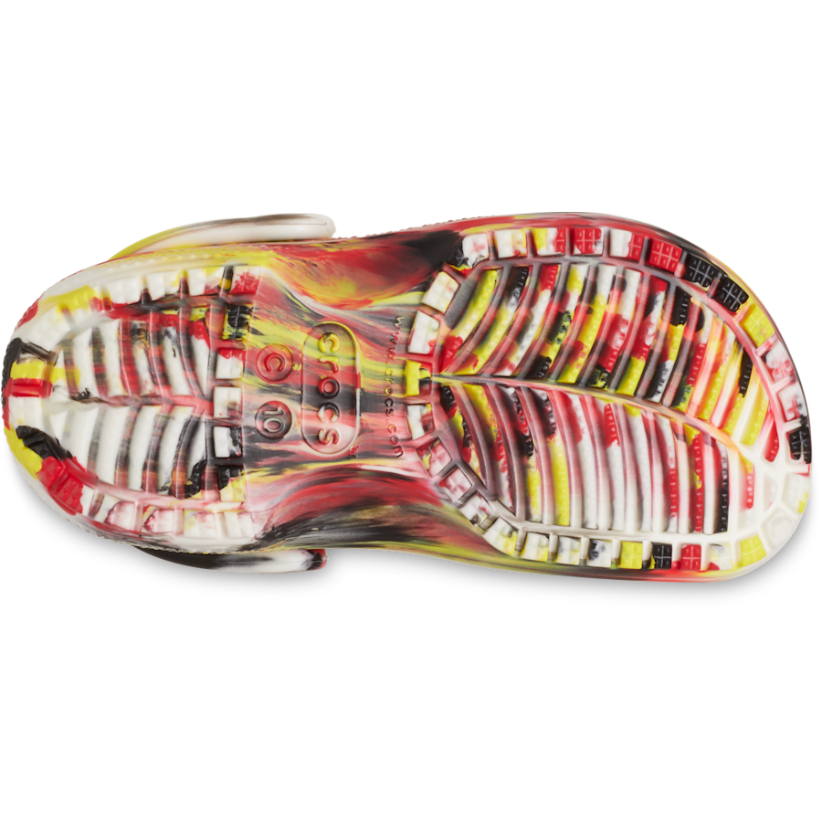 Varsity Red / Multi Toddler Classic Glow-in-the-Dark Marbled Clog - Bottom - Crocs
