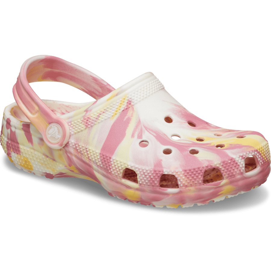 Daylily / Multi Toddler Classic Glow-in-the-Dark Marbled Clog - Angle - Crocs