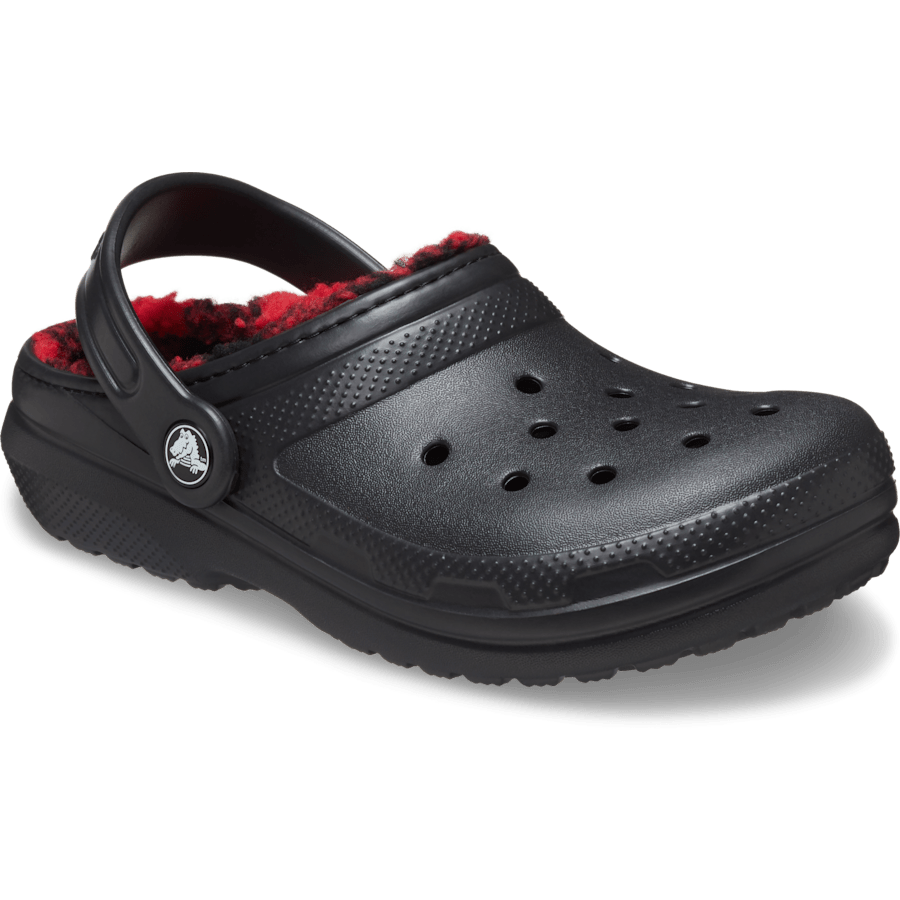 Noir Toddler Classic Lined Buffalo Check Clog - Angle - Crocs