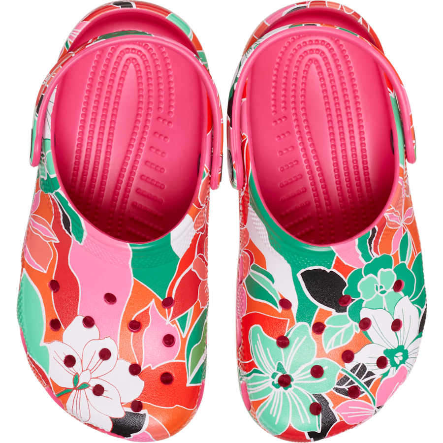 Dragon Fruit Kids’ Classic Woodcut Floral Clog - Top - Crocs
