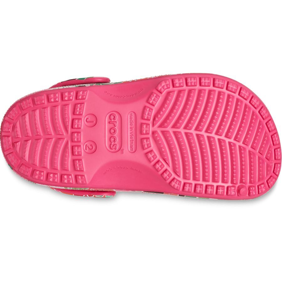 Dragon Fruit Kids’ Classic Woodcut Floral Clog - Bottom - Crocs