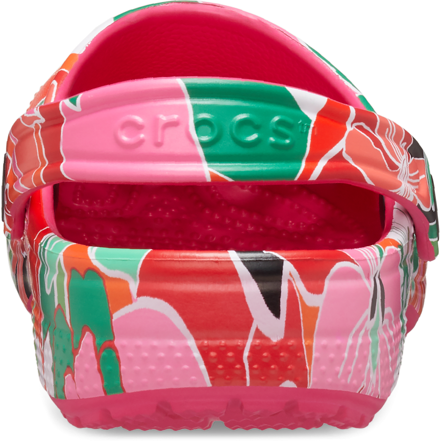 Dragon Fruit Kids’ Classic Woodcut Floral Clog - Back - Crocs