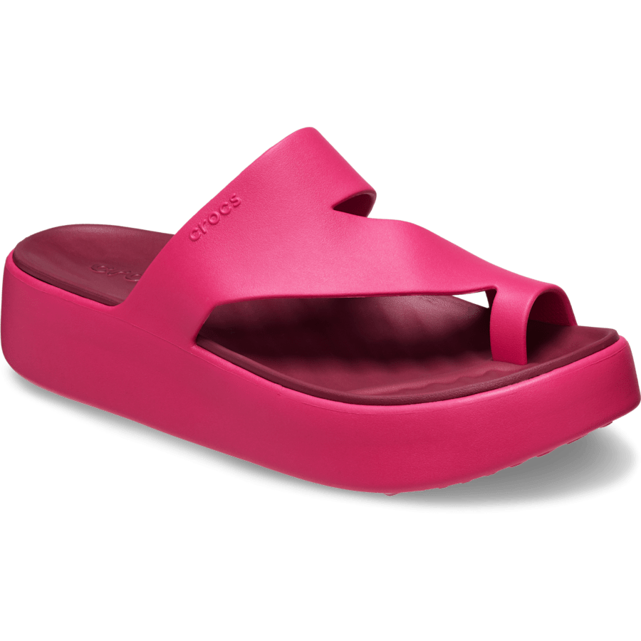 Dragon Fruit Getaway Platform Toe Loop - Angle - Crocs