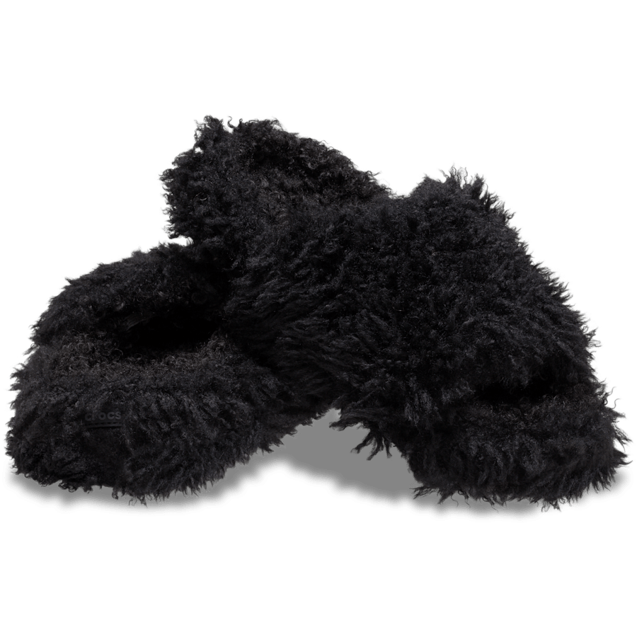 Black Classic Shaggy Fur Slide - Pair - Crocs