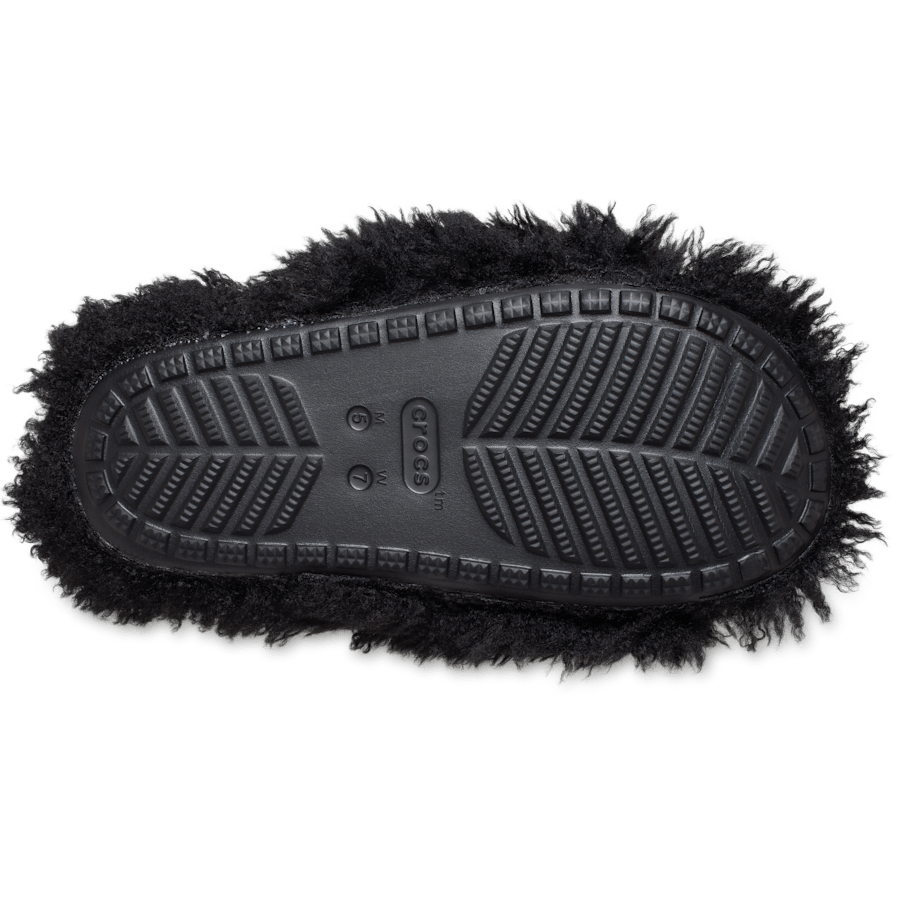 Black Classic Shaggy Fur Slide - Bottom - Crocs
