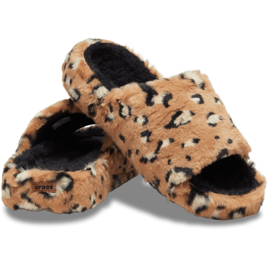 Leopard / Black Classic Leopard Fur Slide - Pair - Crocs