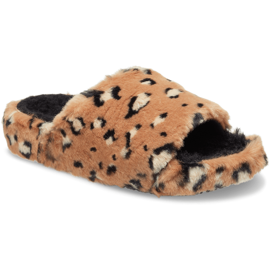 Leopard / Black Classic Leopard Fur Slide - Angle - Crocs