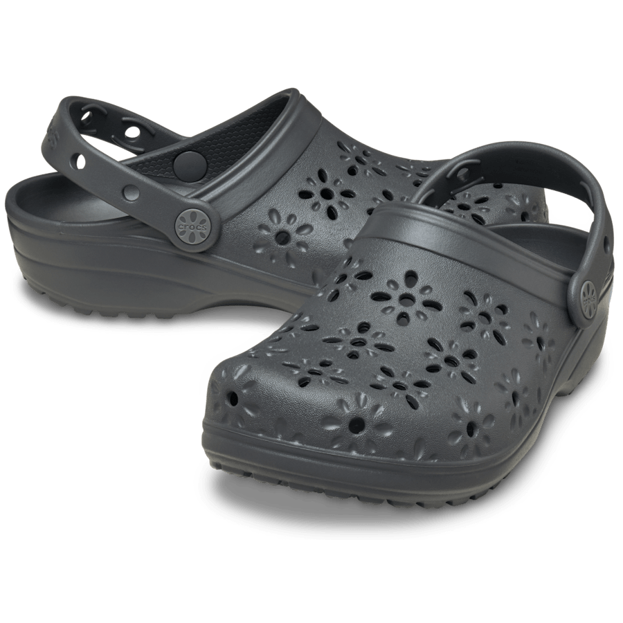 Black Sand Classic Floral Cut-Out Clog - Pair - Crocs