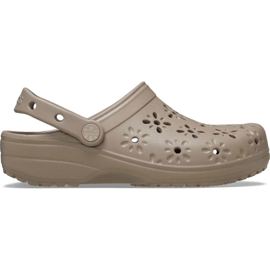 Taupe Classic Floral Cut-Out Clog - Side - Crocs