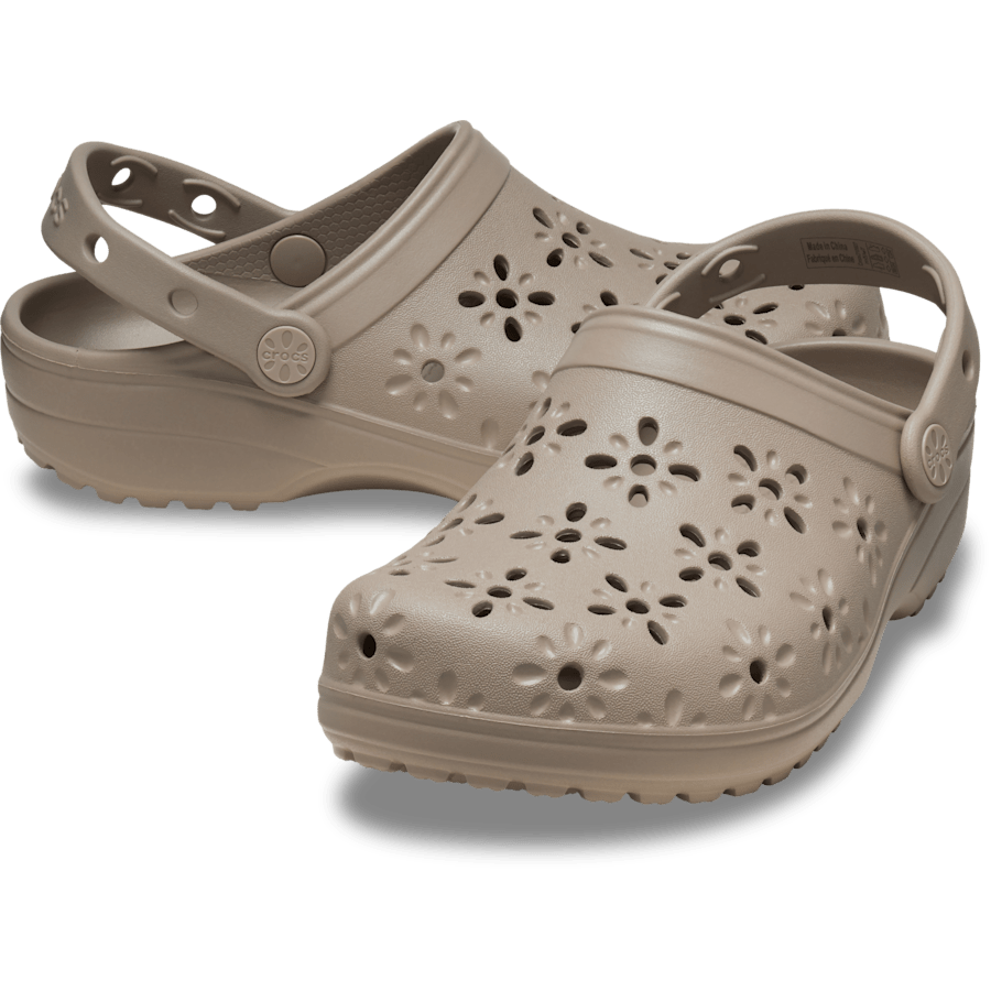 Taupe Classic Floral Cut-Out Clog - Pair - Crocs