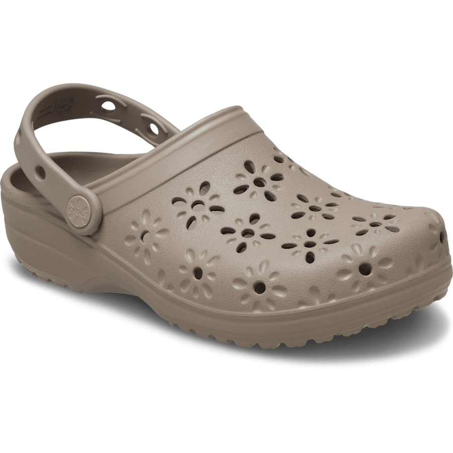 Taupe Classic Floral Cut-Out Clog - Angle - Crocs