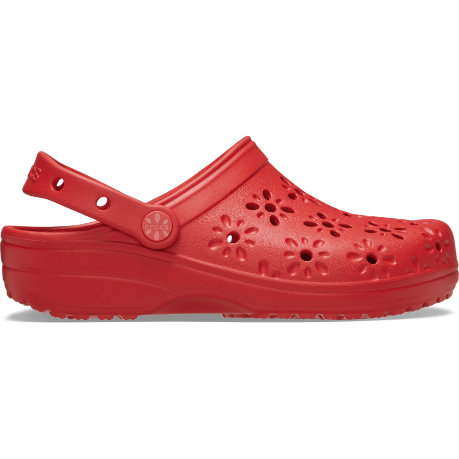 Cherry Red Classic Floral Cut-Out Clog - Side - Crocs