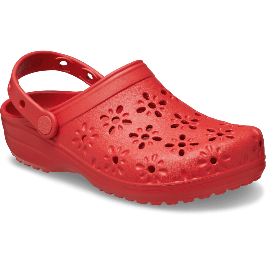 Cherry Red Classic Floral Cut-Out Clog - Angle - Crocs