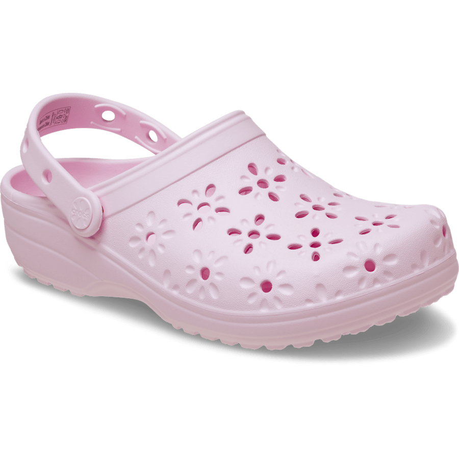 Pink Milk Classic Floral Cut-Out Clog - Angle - Crocs
