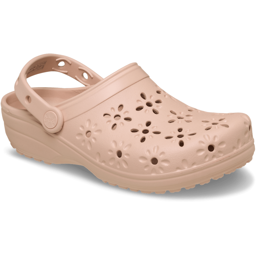 Pink Caramel Classic Floral Cut-Out Clog - Angle - Crocs
