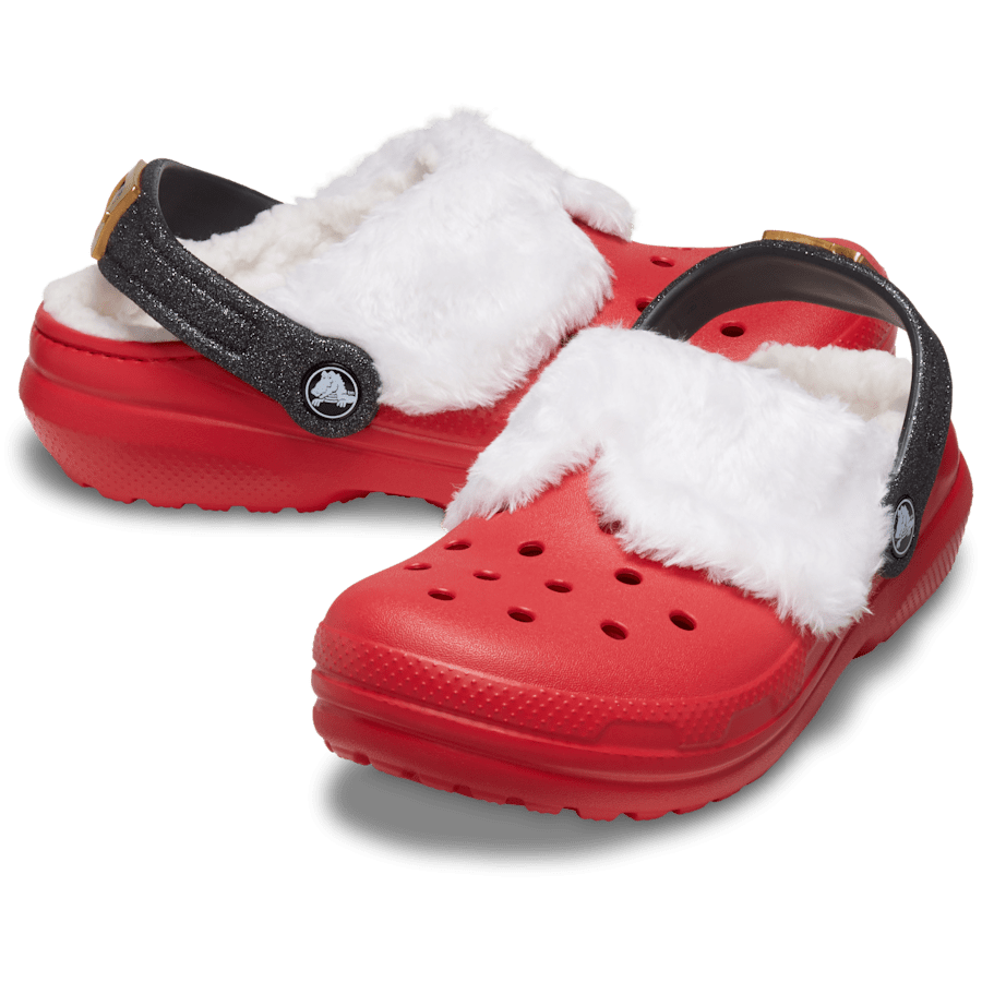 Varsity Red / Multi Toddler Classic Lined Santa Clog - Pair - Crocs