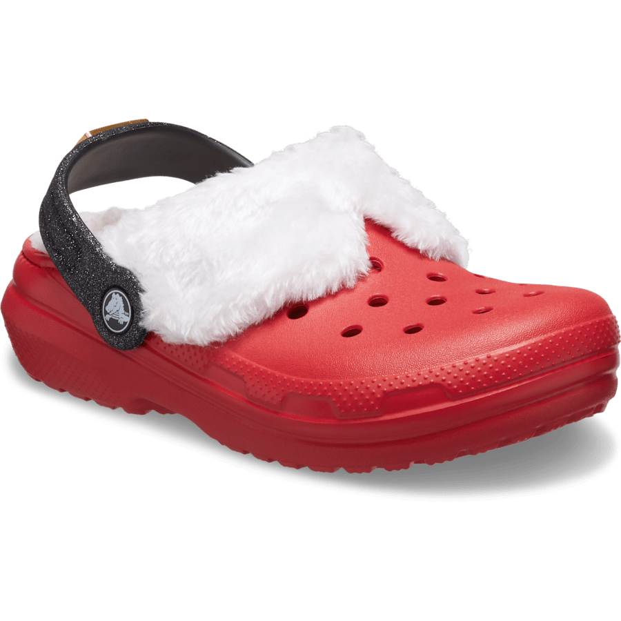 Varsity Red / Multi Toddler Classic Lined Santa Clog - Angle - Crocs