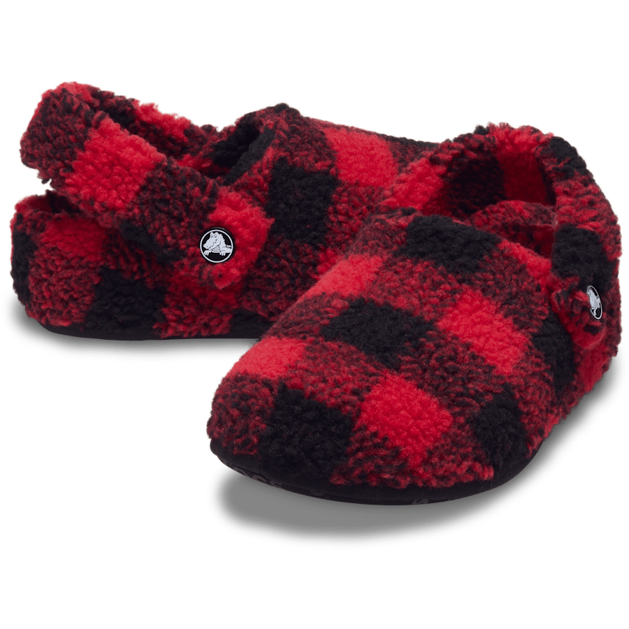 Rouge intense/Noir Kids' Classic Buffalo Check Cozzzy Slipper - Paire - Crocs