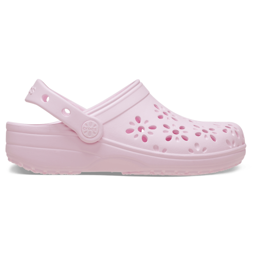 Pink Milk Kids' Classic Floral Cut-Out Clog - Side - Crocs