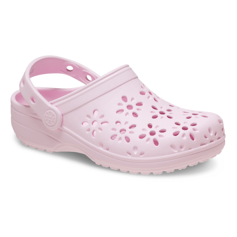 Pink Milk Kids' Classic Floral Cut-Out Clog - Angle - Crocs