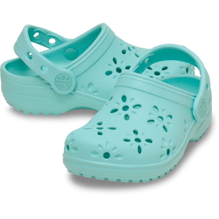 Aquamarine Toddler Classic Floral Cut-Out Clog - Pair - Crocs