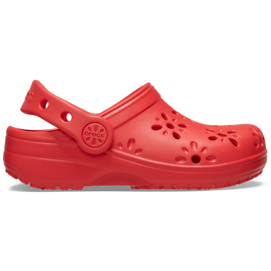 Cherry Red Toddler Classic Floral Cut-Out Clog - Side - Crocs