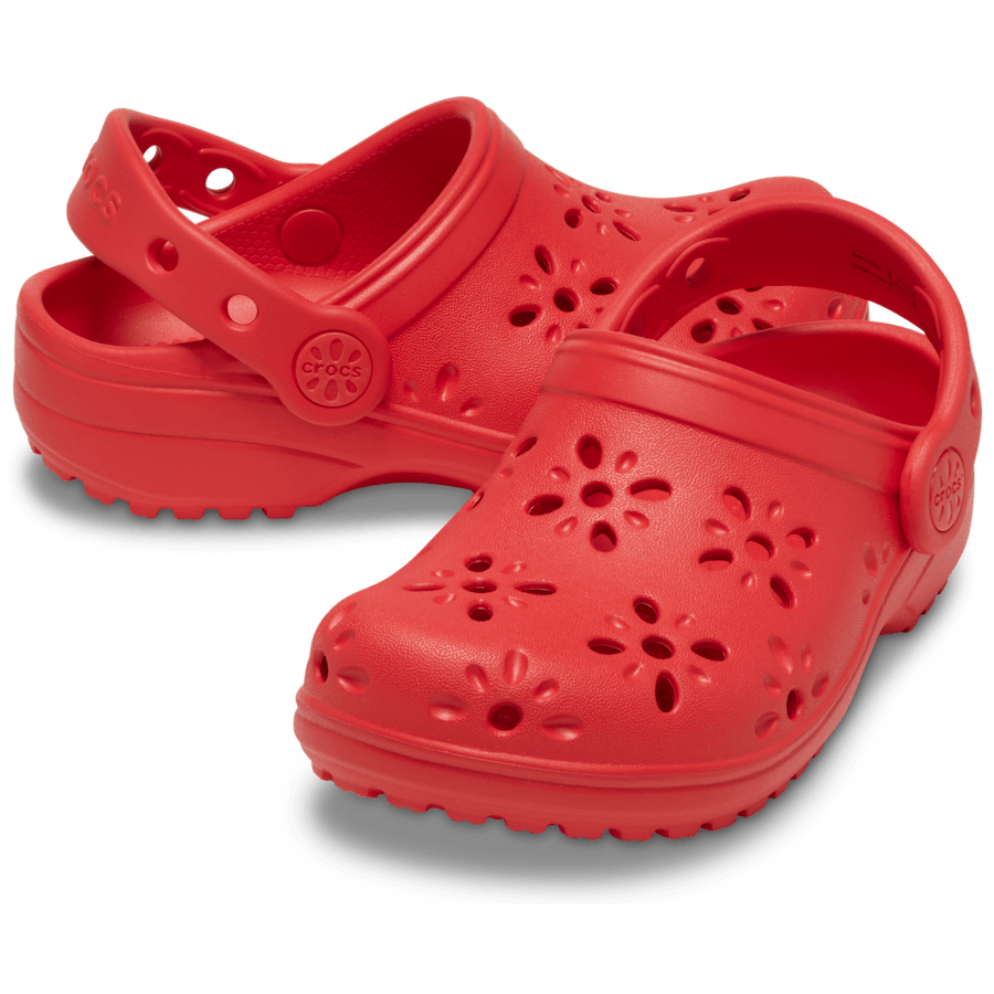 Cherry Red Toddler Classic Floral Cut-Out Clog - Pair - Crocs