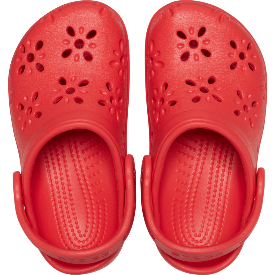 Cherry Red Toddler Classic Floral Cut-Out Clog - Top - Crocs