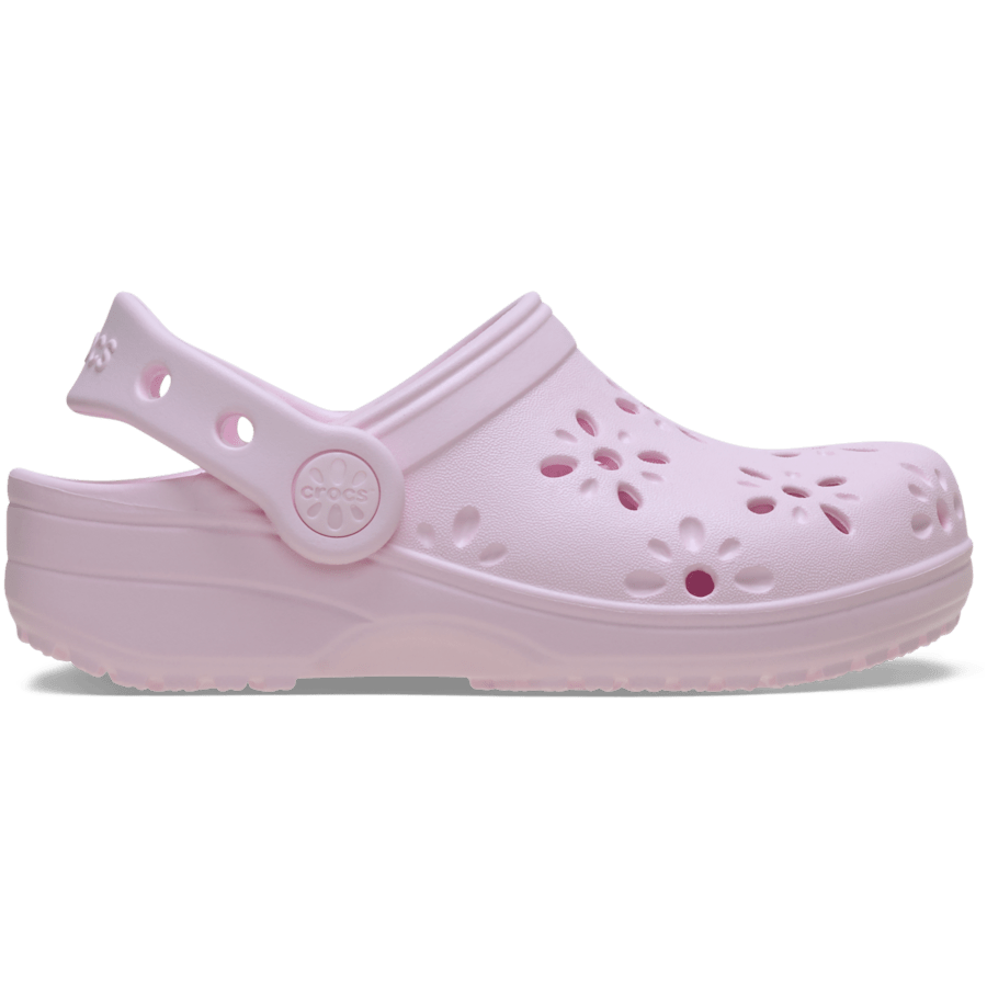 Pink Milk Toddler Classic Floral Cut-Out Clog - Side - Crocs