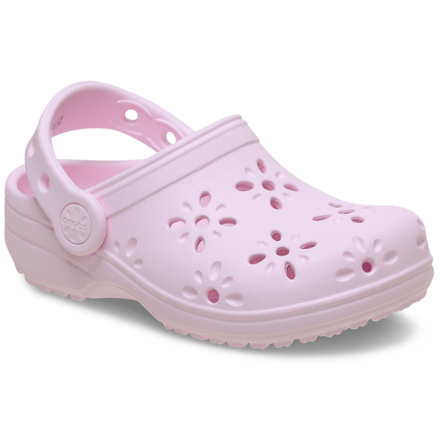 Pink Milk Toddler Classic Floral Cut-Out Clog - Angle - Crocs