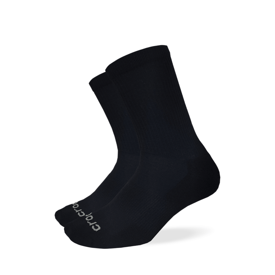 Black Crocs Socks Crew Texture Logo 3-Pack - Side - Crocs