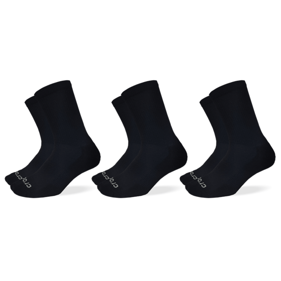 Black Crocs Socks Crew Texture Logo 3-Pack - Angle - Crocs